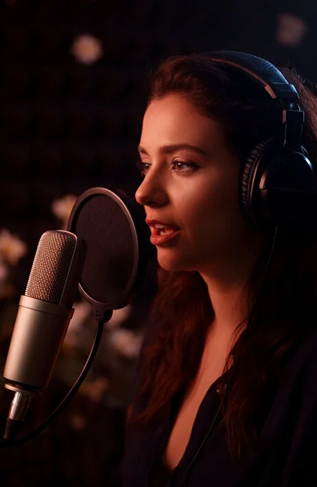 Professional voice over recording session